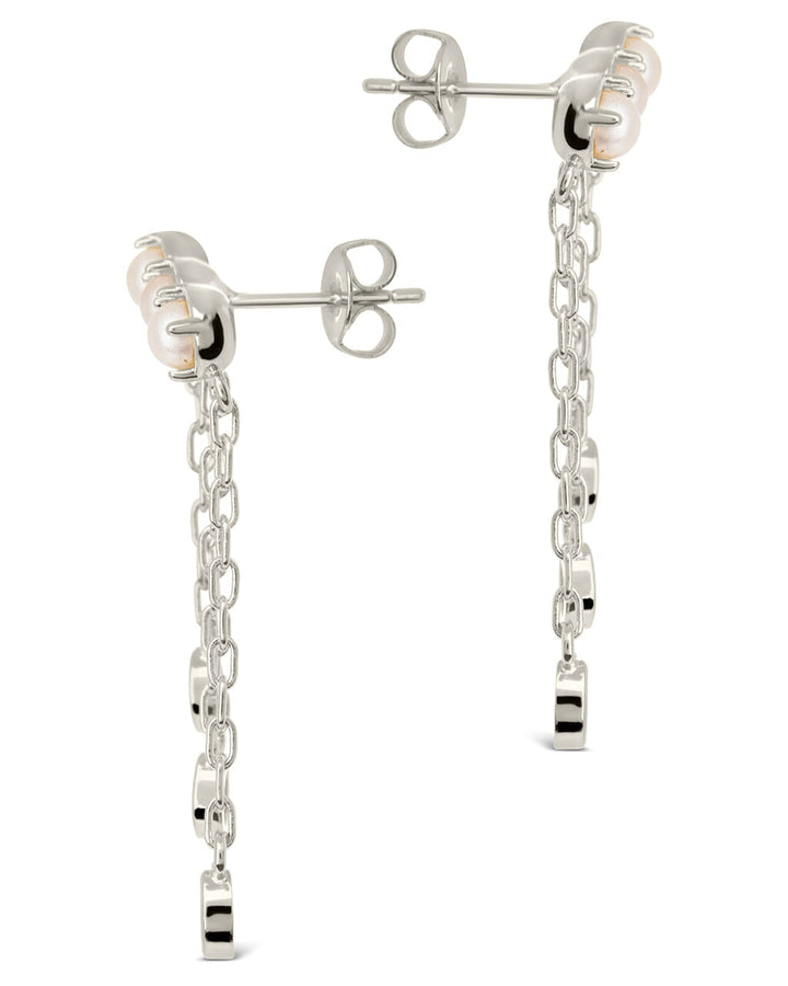Rhiannon Dangling CZ & Pearl Tiered Stud Earrings by Sterling Forever