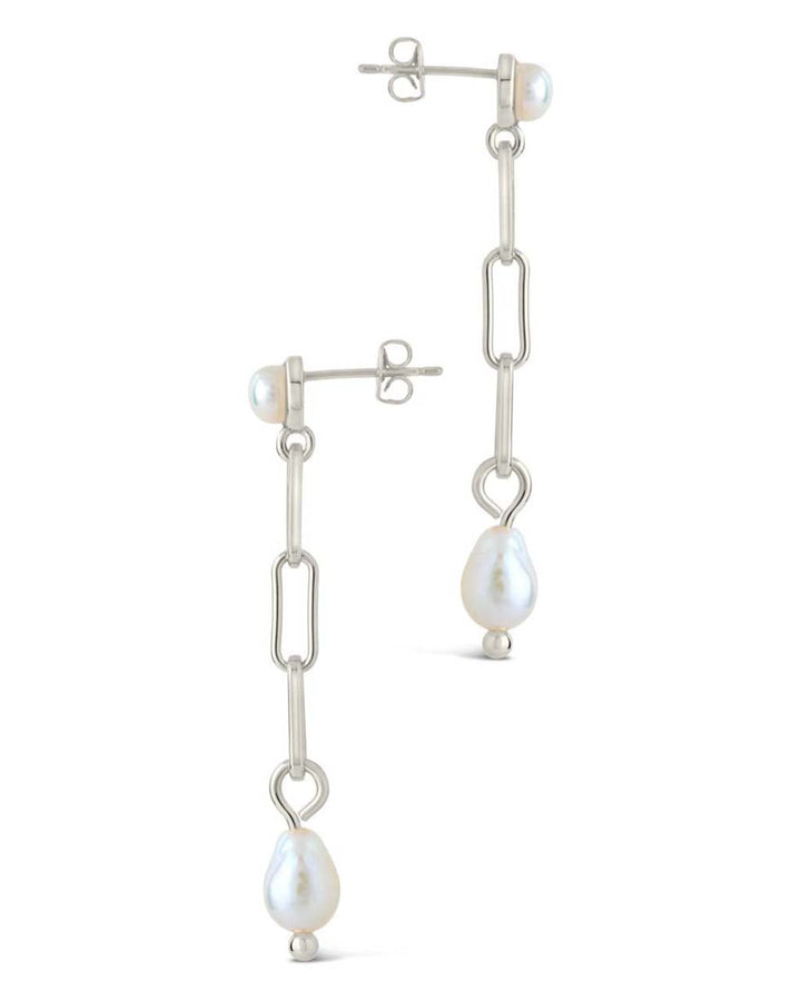 Fayelynn Pearl & Chain Drop Stud Earrings