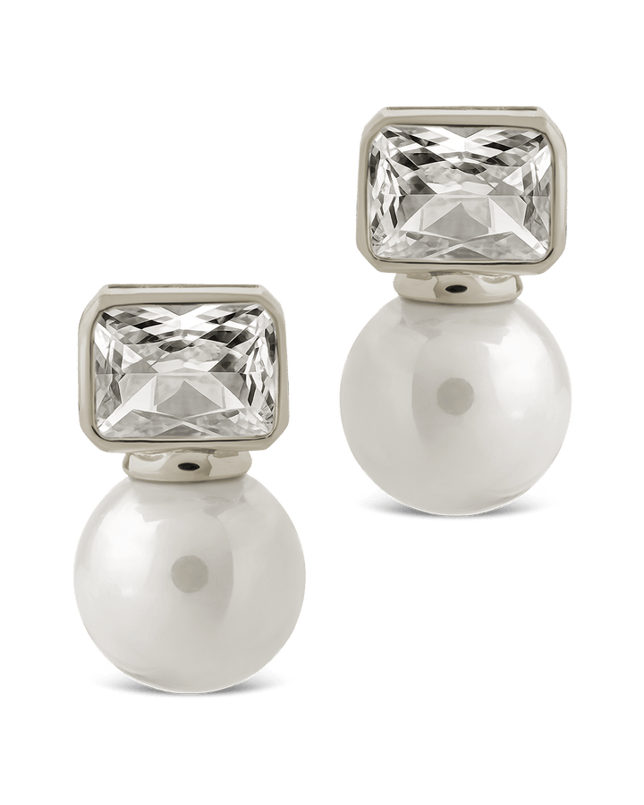 Hilda Pearl & Emerald Cut CZ Studs
