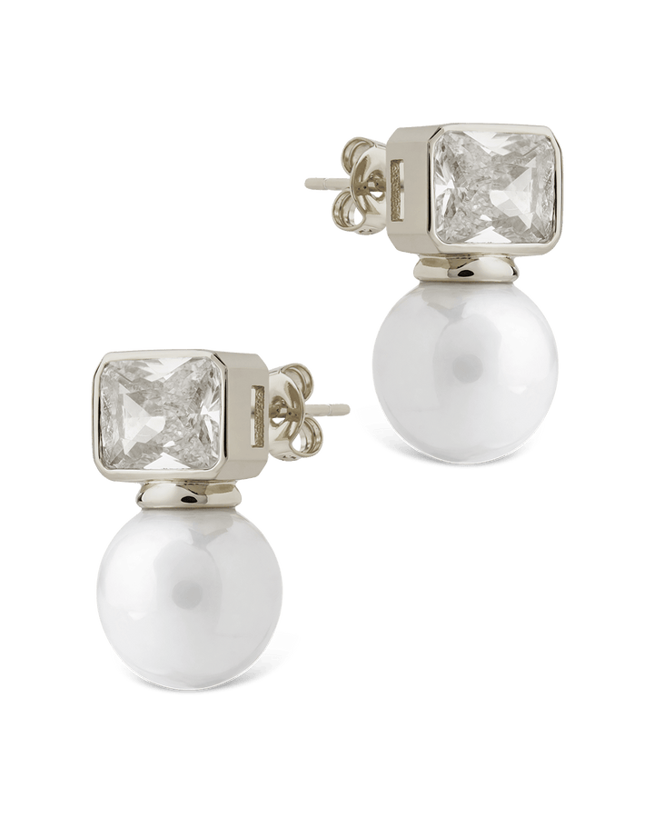 Hilda Pearl & Emerald Cut CZ Studs