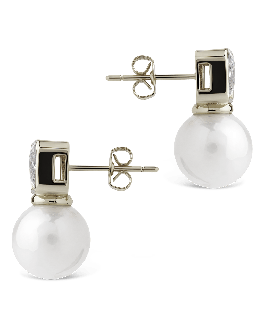 Hilda Pearl & Emerald Cut CZ Studs