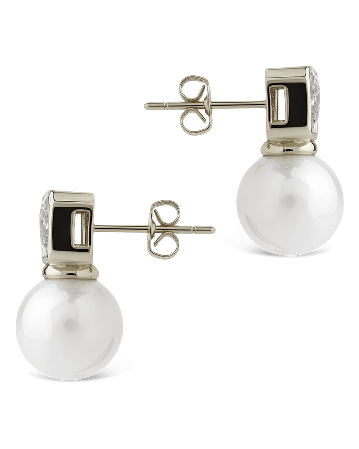 Hilda Pearl & Emerald Cut CZ Studs