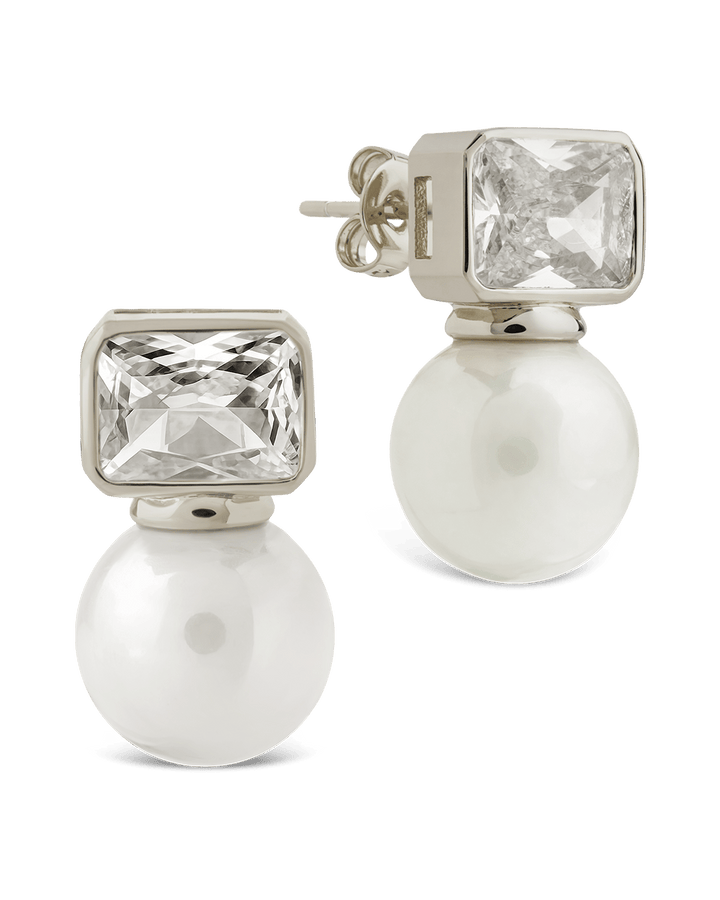 Hilda Pearl & Emerald Cut CZ Studs