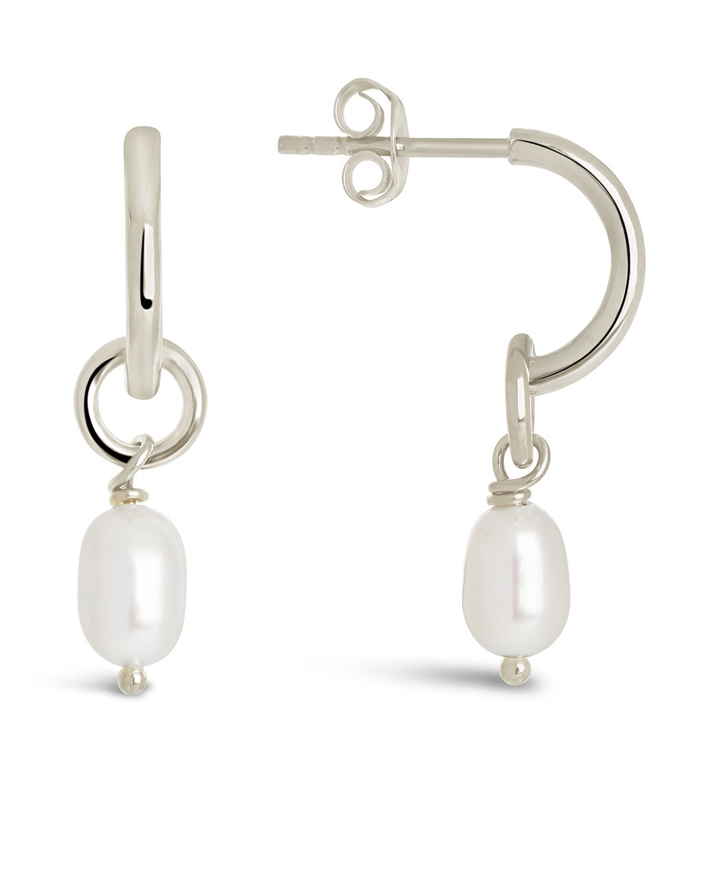 Pearl Drop Hoop Earrings