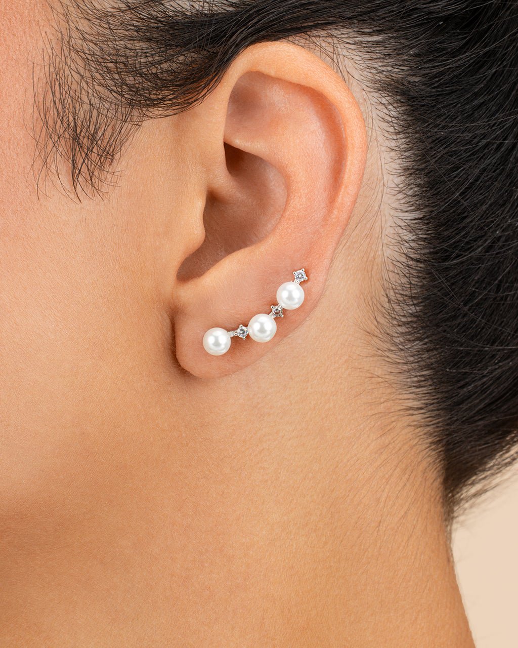 Siena CZ & Pearl Threader Earrings