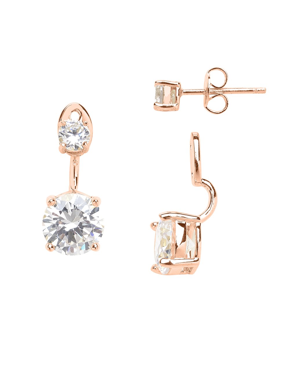 Brilliant CZ Stud Jacket Earrings