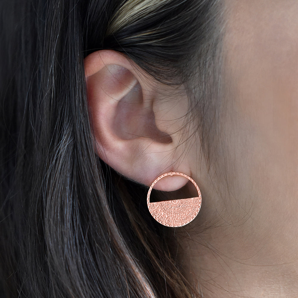 Medallion Half Circle Studs by Sterling Forever