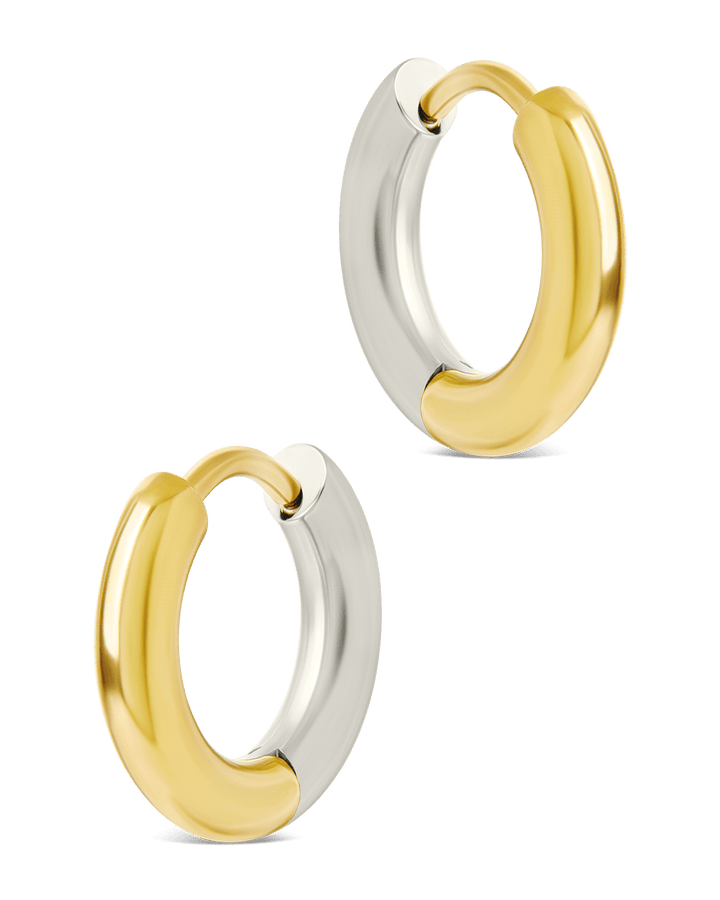 Cinzia Dual Tone Thin Micro Hoops