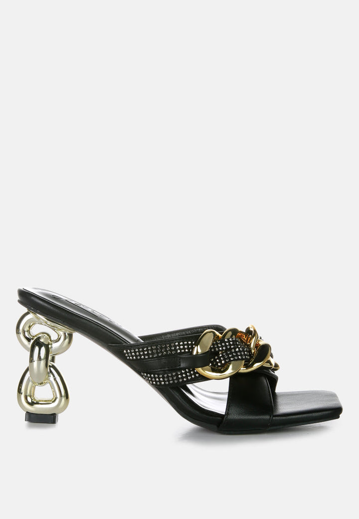 evelane metallic chain rhinestone sandals by London Rag