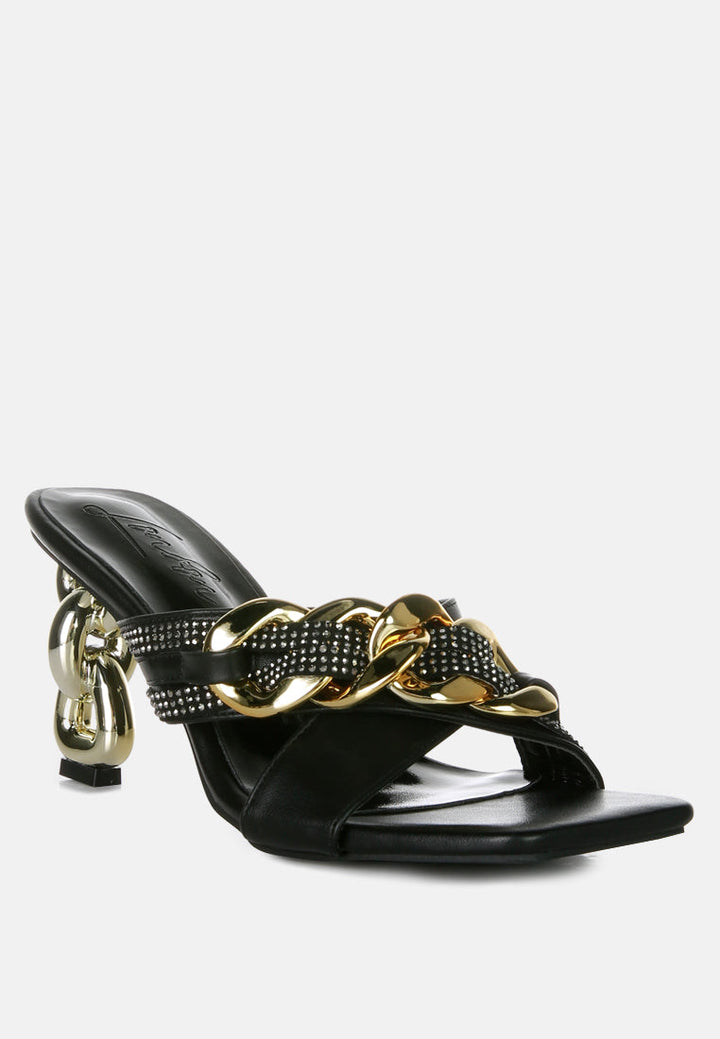 evelane metallic chain rhinestone sandals by London Rag