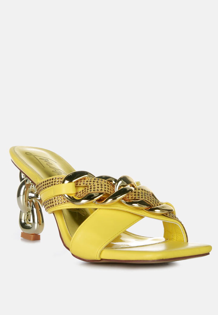 evelane metallic chain rhinestone sandals by London Rag