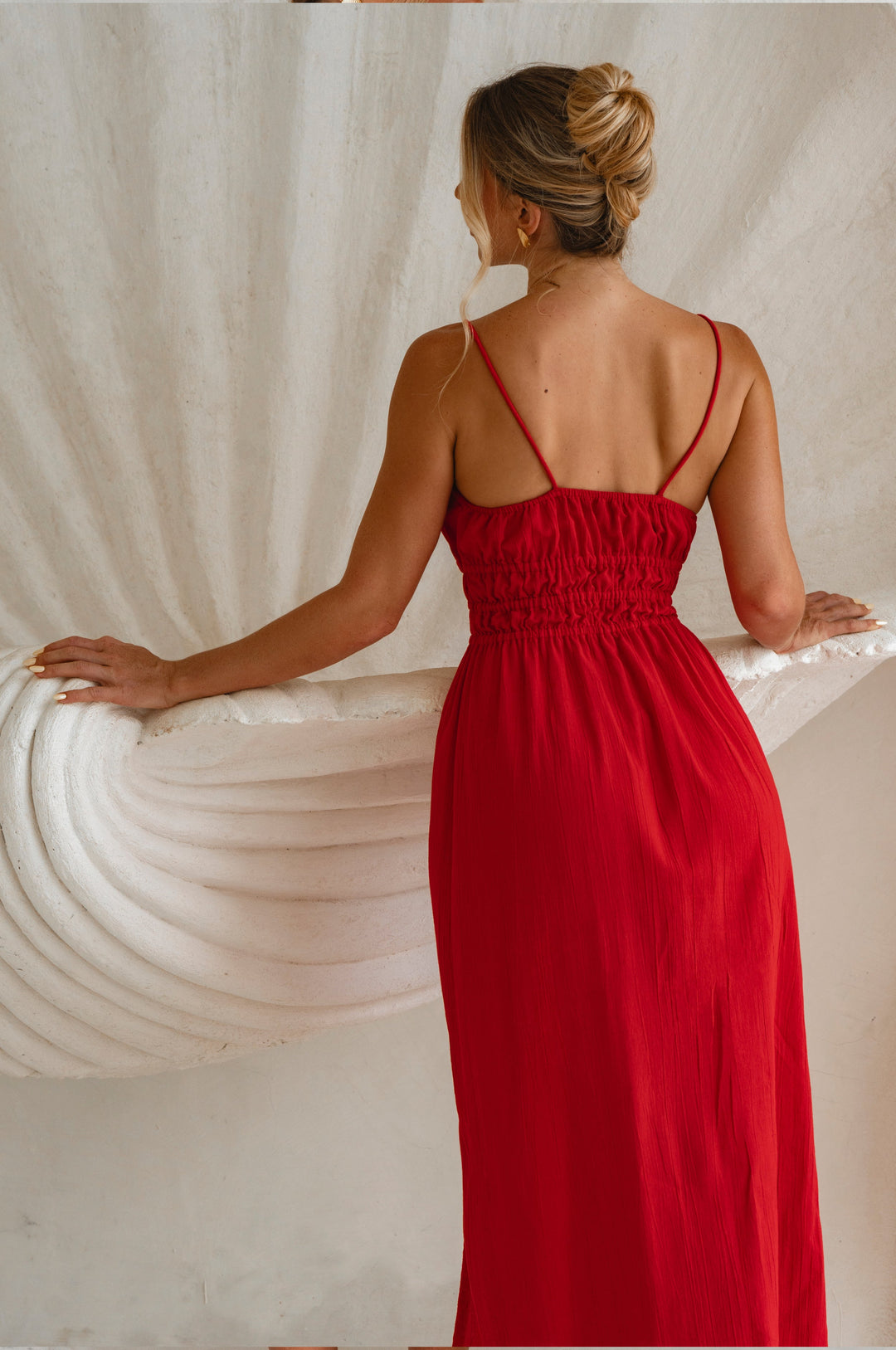 Eleanore Handcrafted Linen Midi Summer Dress by Bali Lane