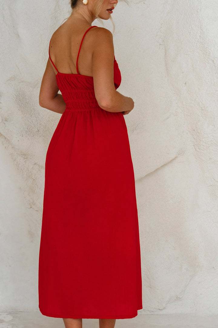 Eleanore Handcrafted Linen Midi Summer Dress by Bali Lane