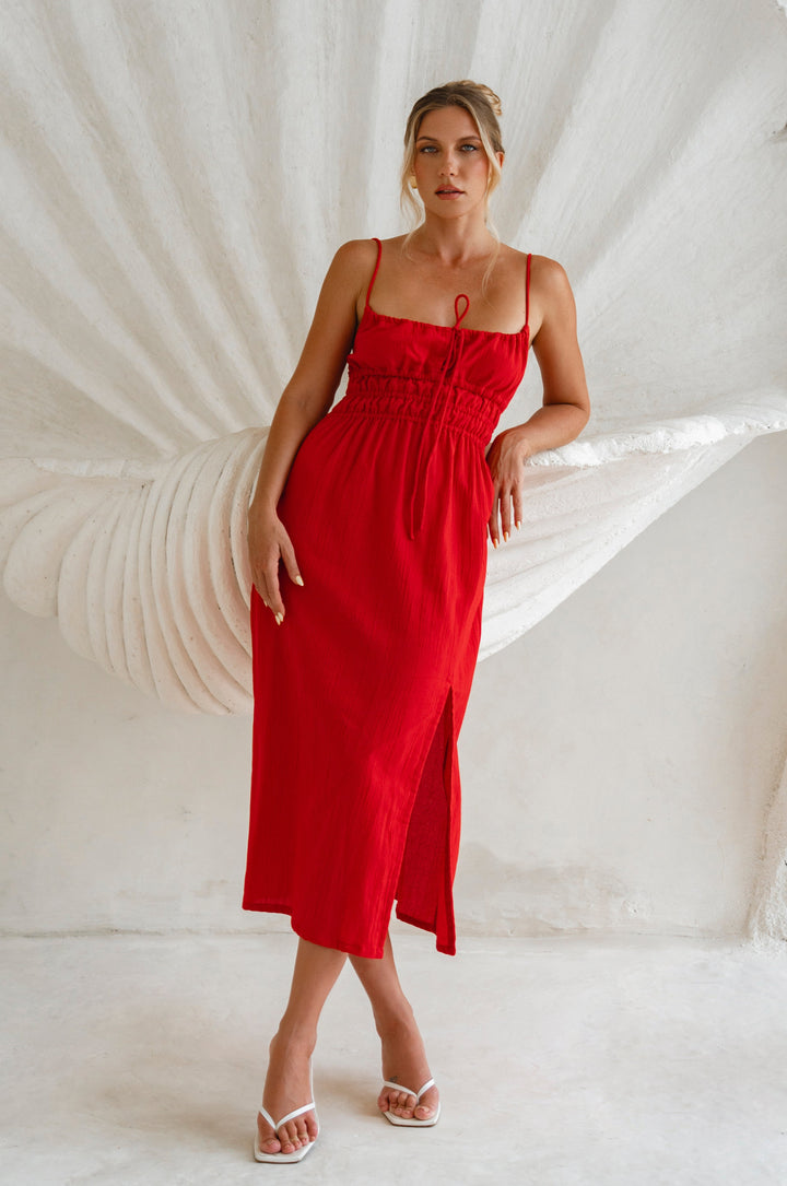 Eleanore Handcrafted Linen Midi Summer Dress by Bali Lane