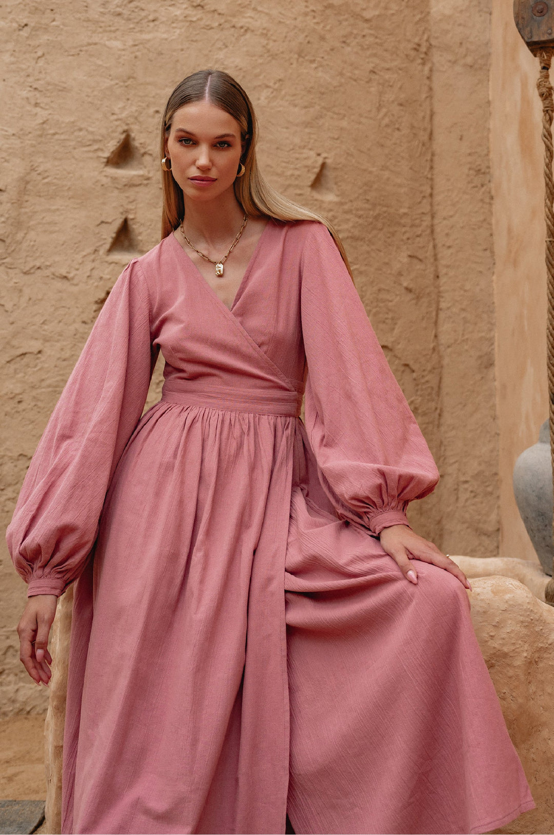 Emerie Long Sleeve Wrap Dress by Bali Lane