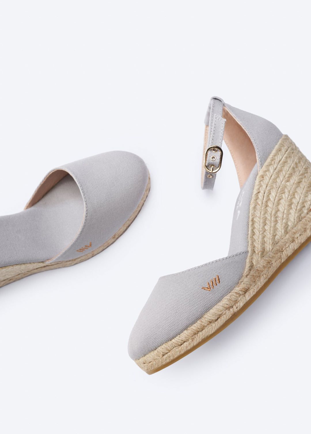 Estartit Ash Grey Canvas Ankle Strap Women Espadrille Wedges