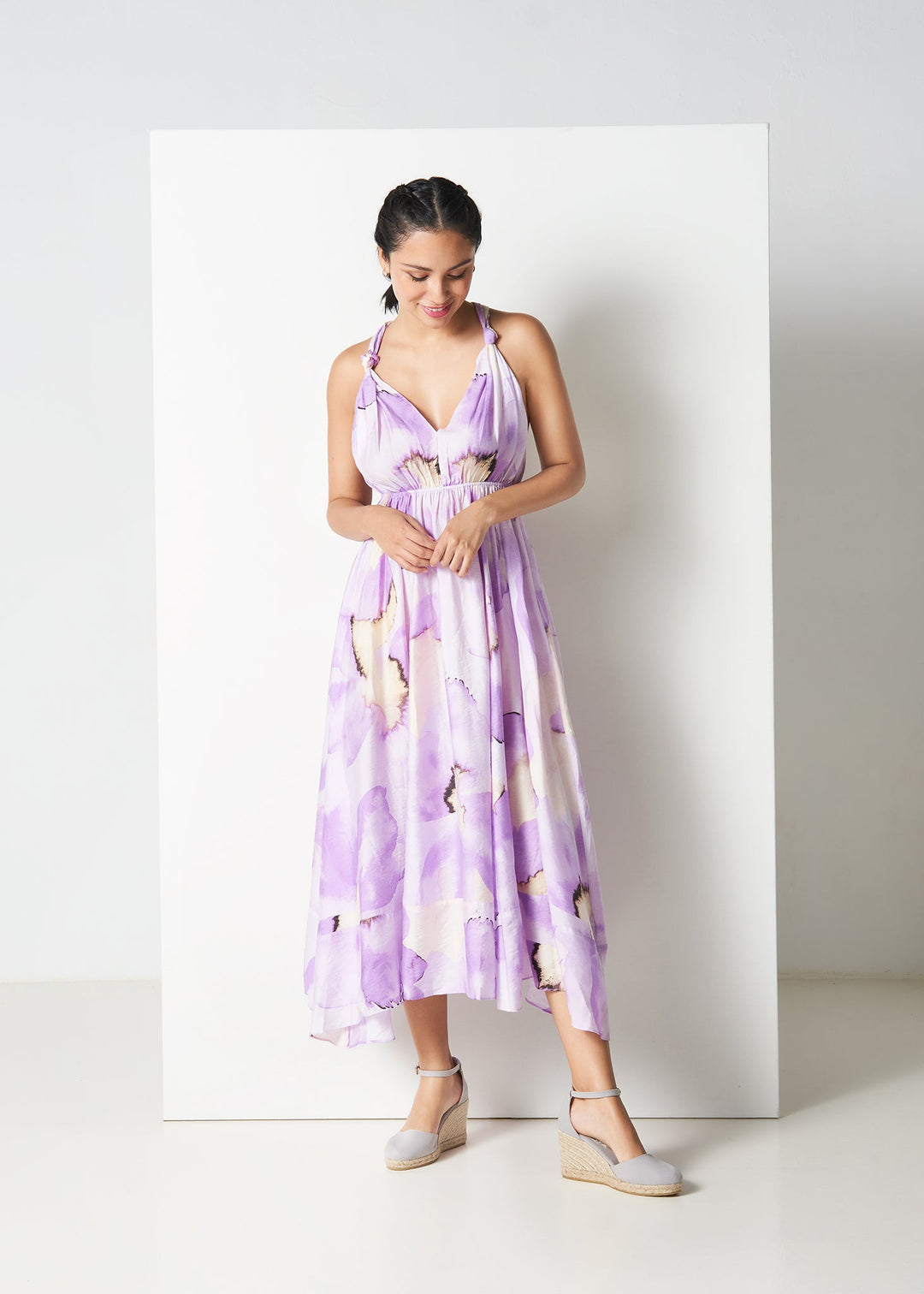 Estartit Ash Grey Canvas Ankle Strap Women Espadrille Wedges Outfit