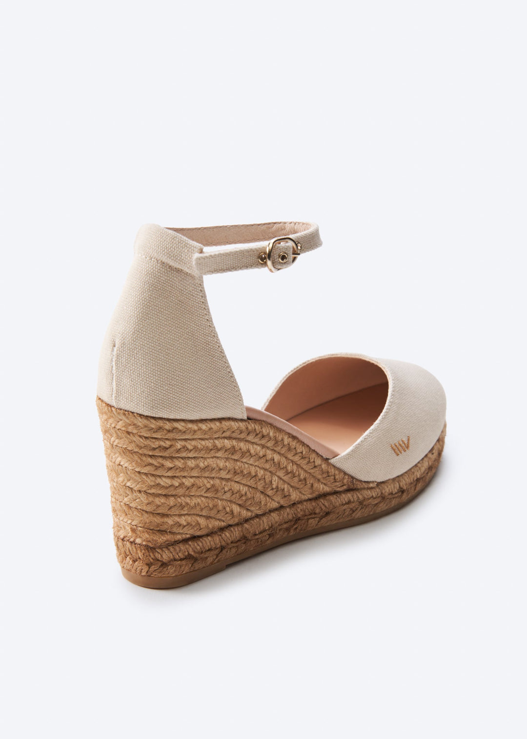Estartit Beige Canvas Ankle Strap Women Espadrille Wedge Back Detail