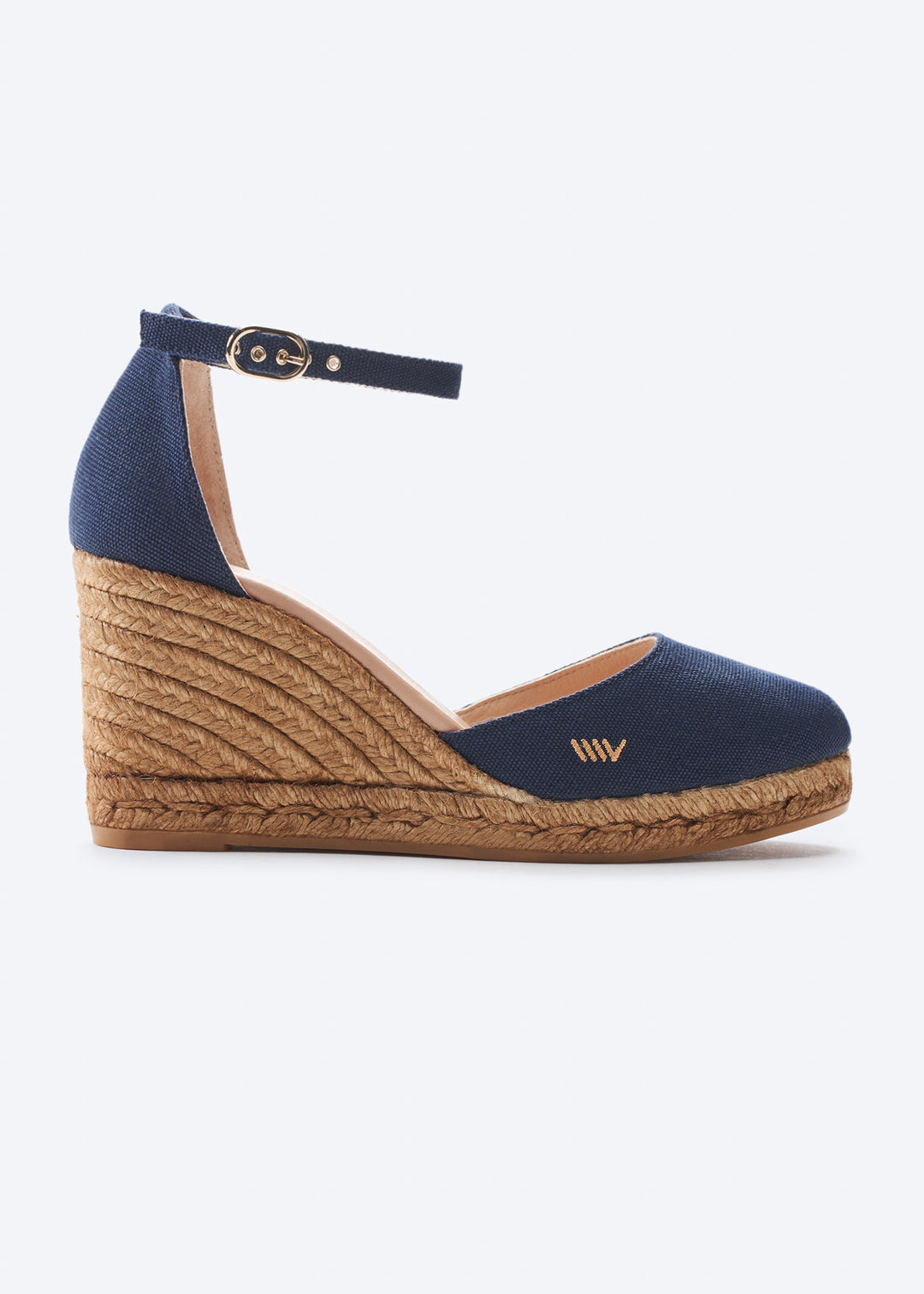 Estartit Navy Blue Canvas Ankle Strap Women Espadrille Wedge