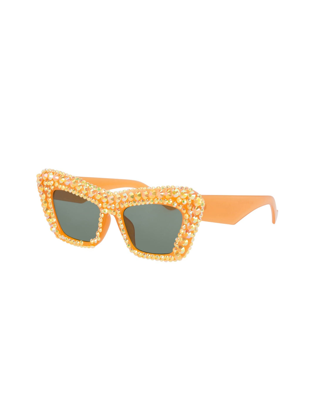 Hipster Rhinestone Cat Eye Sunglasses - Golden Amber by Meghan Fabulous