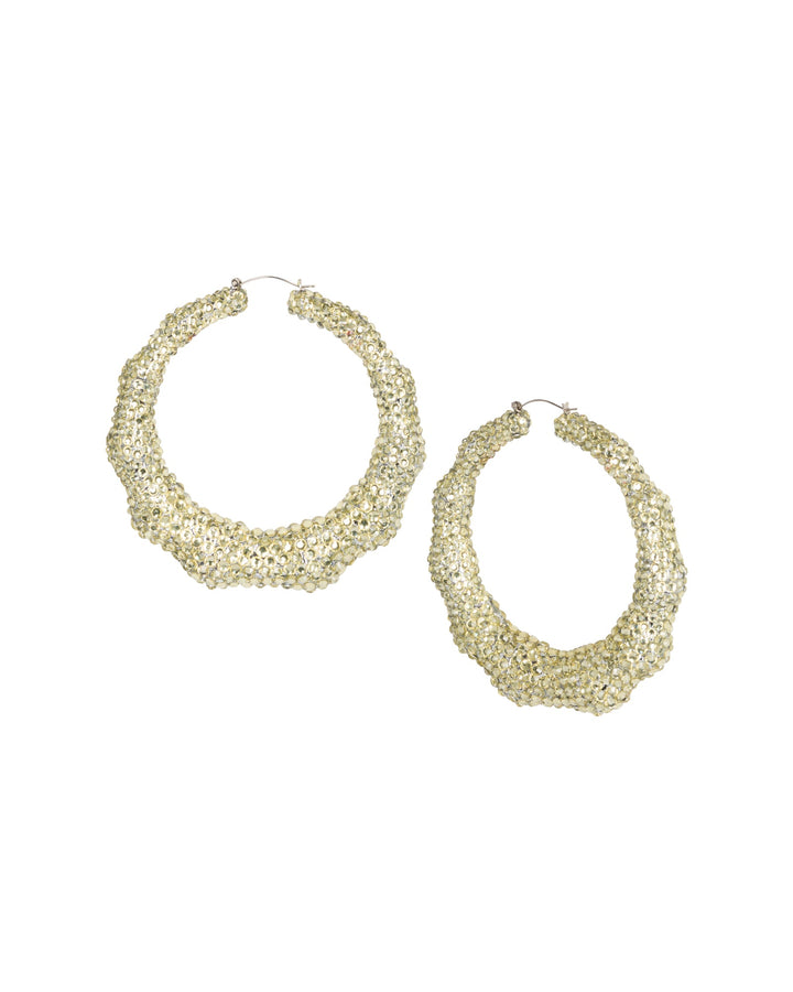 Super Bamboo Rhinestone Hoops - Champagne - Limited Edition by Meghan Fabulous