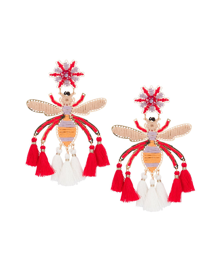 Bee Fab Embroidered Fringe Earrings by Meghan Fabulous