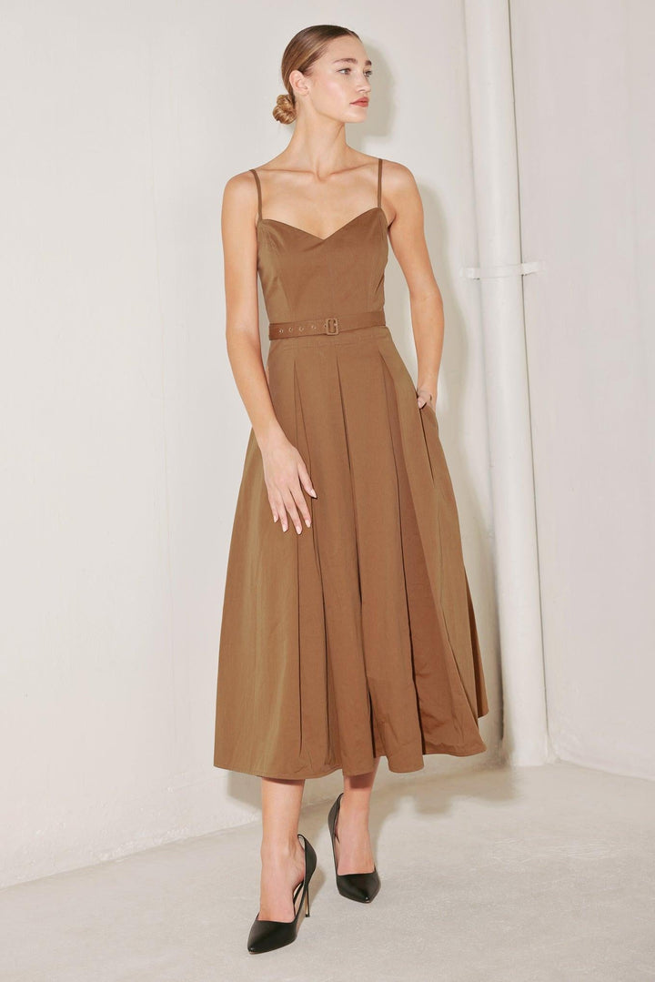 SUNSET SILHOUETTE WOVEN MIDI DRESS