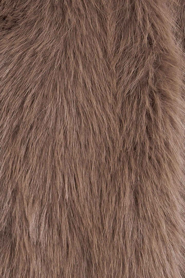 LONDON FLARE MOCHA FAUX FUR CROP JACKET