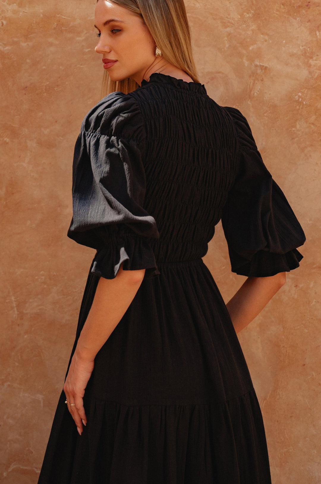 Florence Smocked Linen Midi Dress by Bali Lane