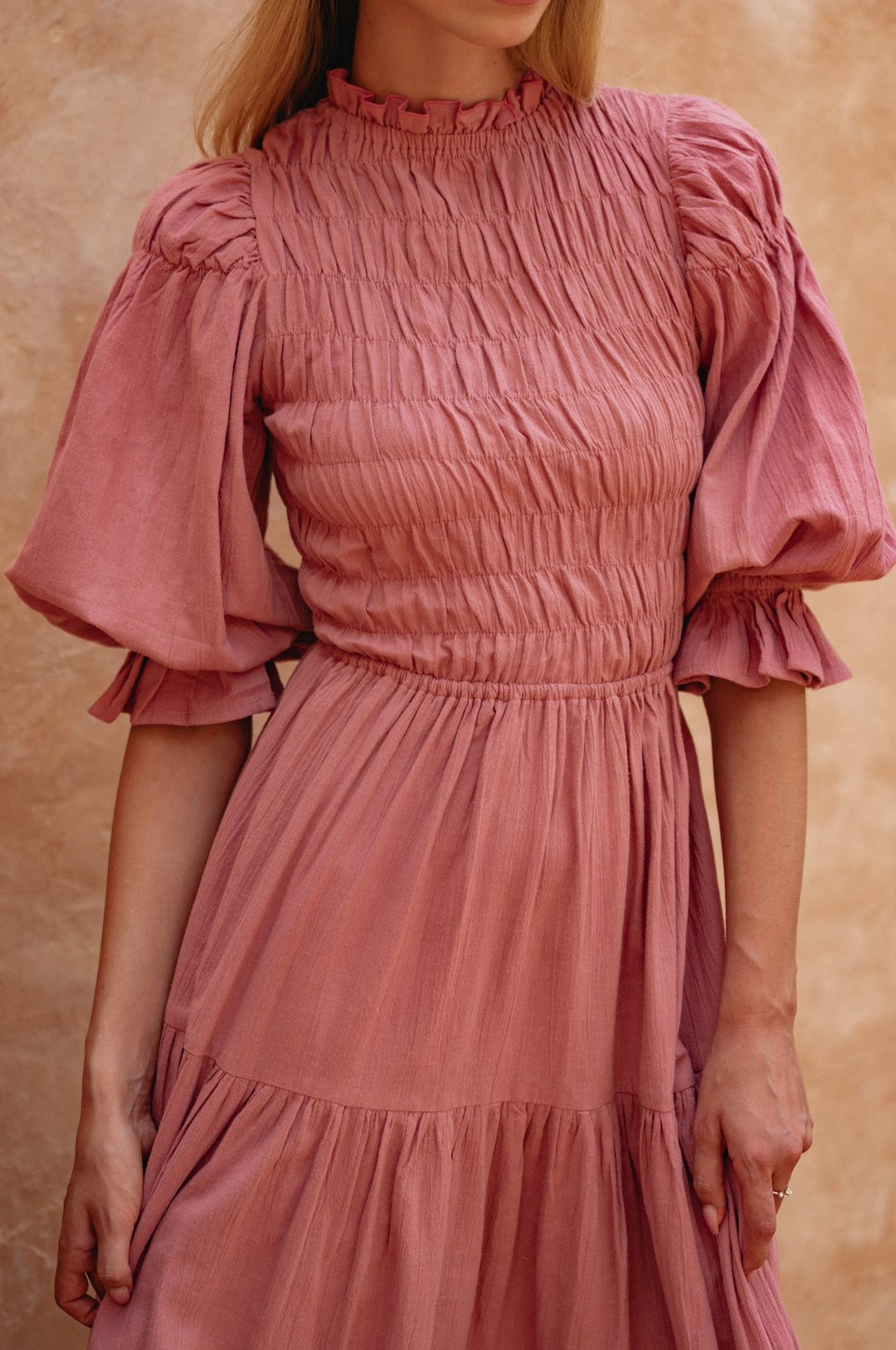 Florence Smocked Linen Midi Dress by Bali Lane