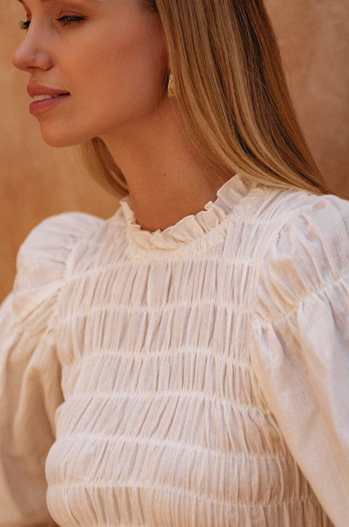 Florence Smocked Linen Midi Dress by Bali Lane