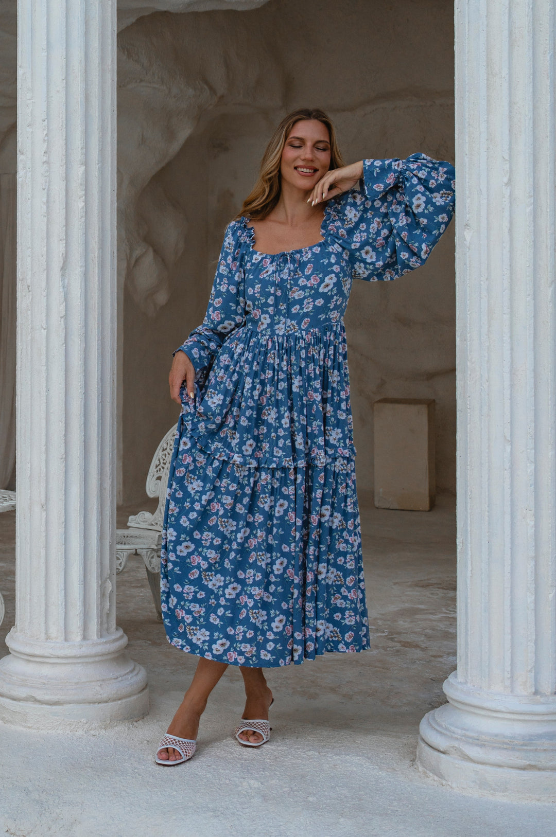 Floriana Long Sleeve Midi Dress by Bali ELF