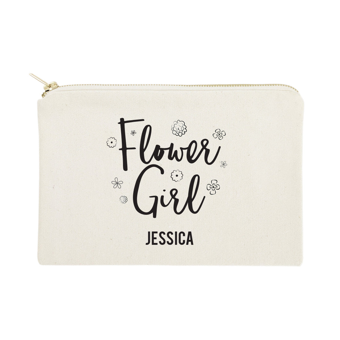 Personalized Flower Girl Cotton Canvas Cosmetic Bag by The Cotton & Canvas Co.