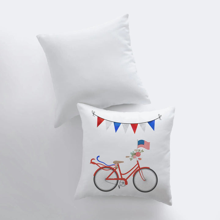 Fourth of July Bike | Pillow Cover | Memorial Gift | Home Decor | Freedom Pillow | Pillow | Farmhouse Decor | Throw Pillows | Bedroom Decor by UniikPillows