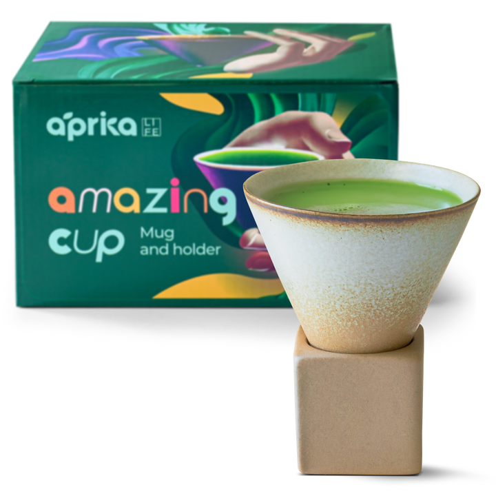 Beige Coffee Mug with Base  - 6.8 oz/200ml by Aprika Life