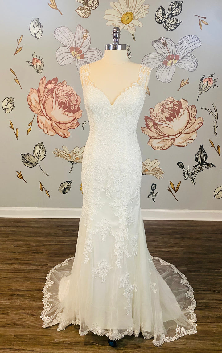 V-Neck Fit-to-Flare Gown Style 44054 by Sincerity Bridal Size 14