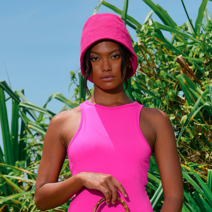GANI Crochet Hat in Hot Pink
