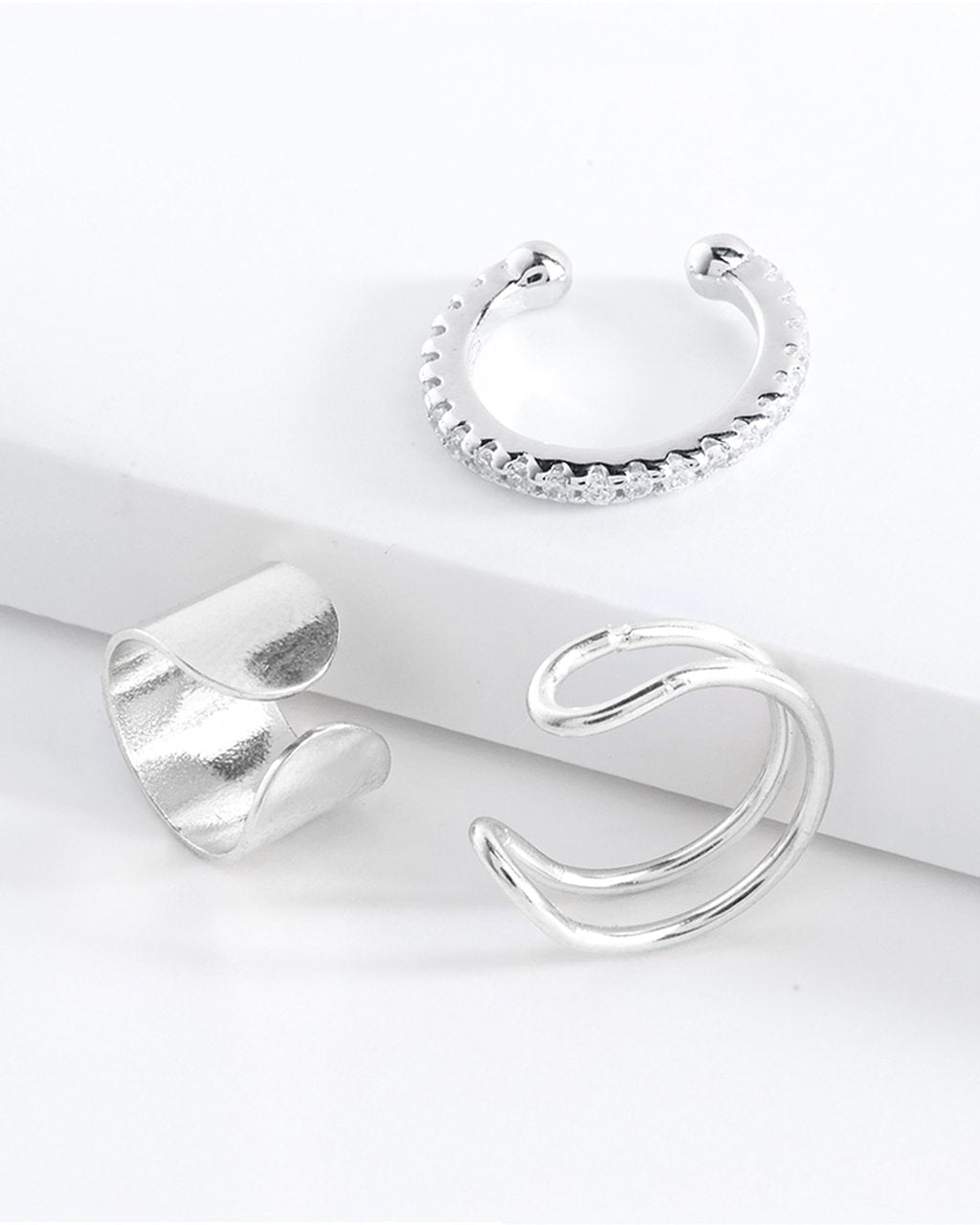 Sterling Silver Simple Ear Cuff Set of 3 by Sterling Forever