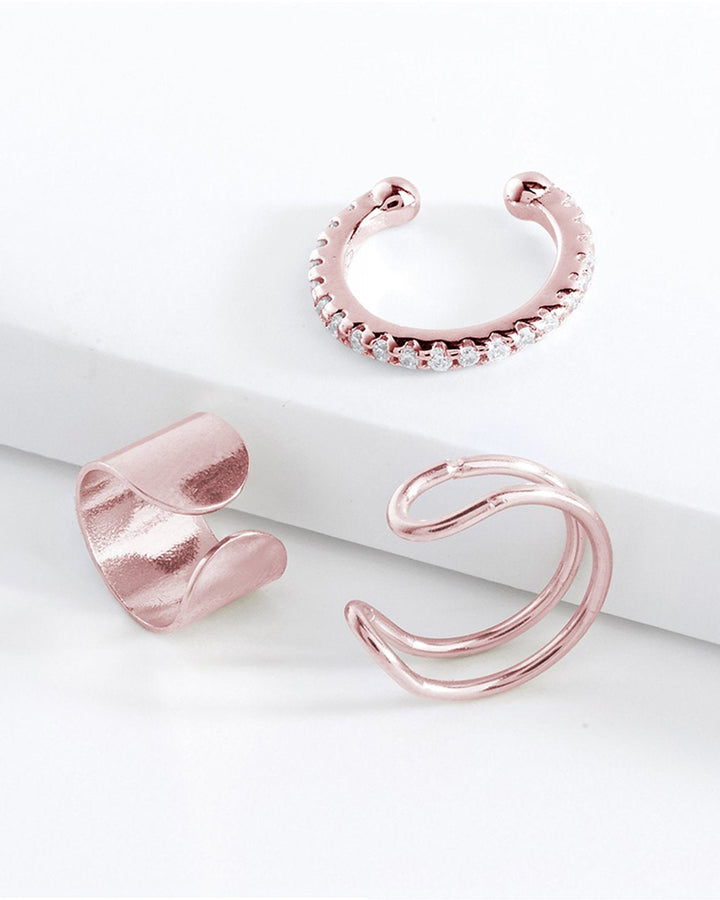 Sterling Silver Simple Ear Cuff Set of 3 by Sterling Forever