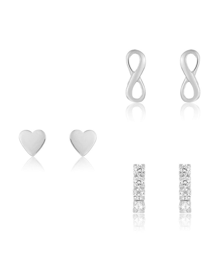Sterling Silver Heart & Infinity Earring Set of 3 by Sterling Forever