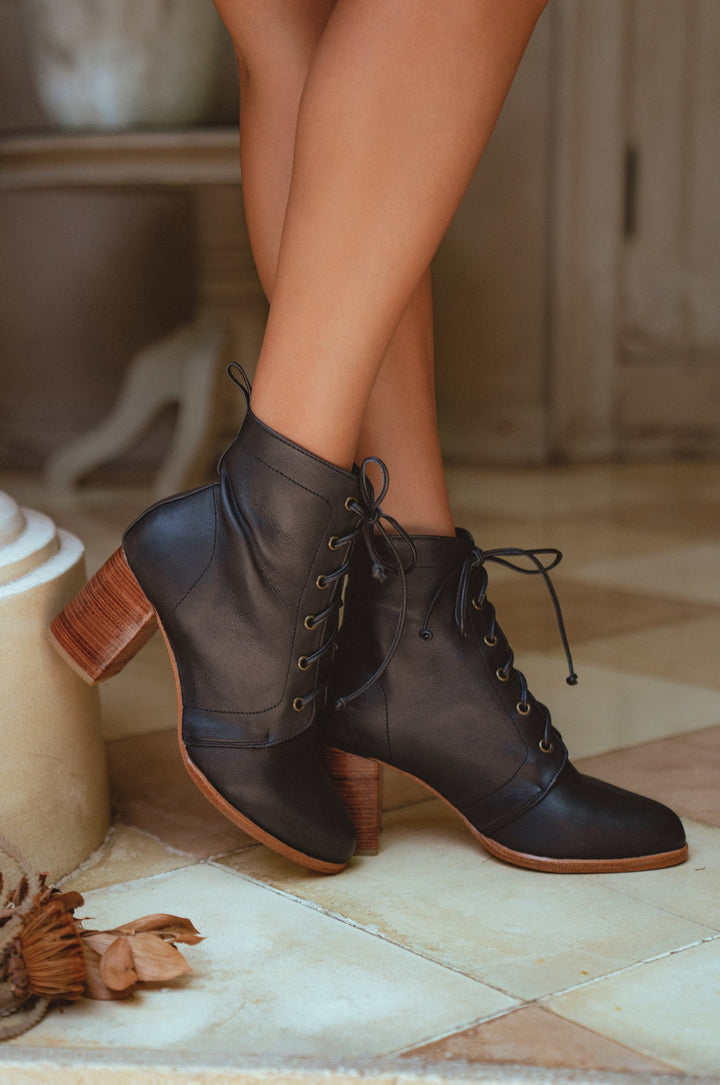 Giselle Leather Heel Booties by ELF