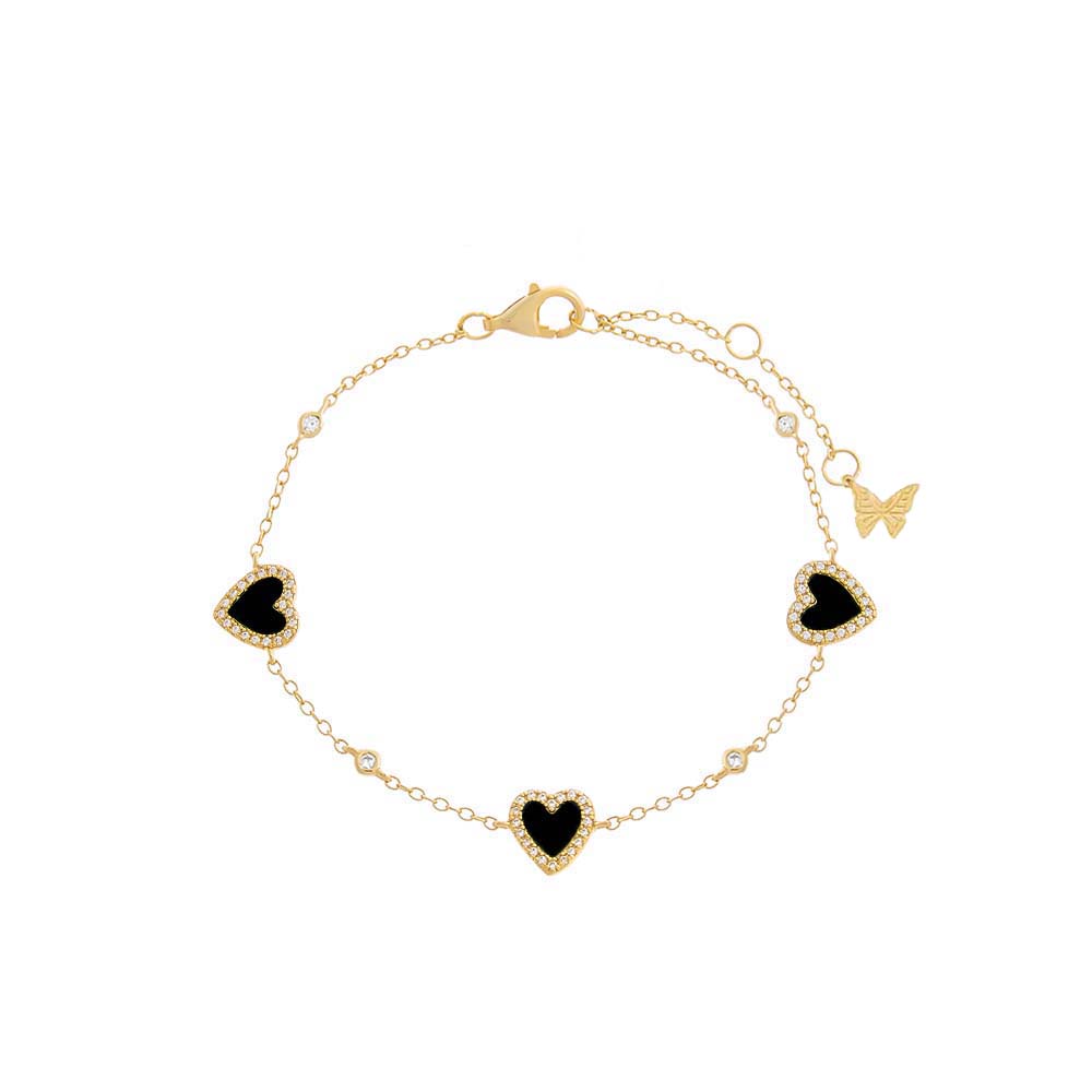 Pavé Multi Heart Stone Bracelet by By Adina Eden