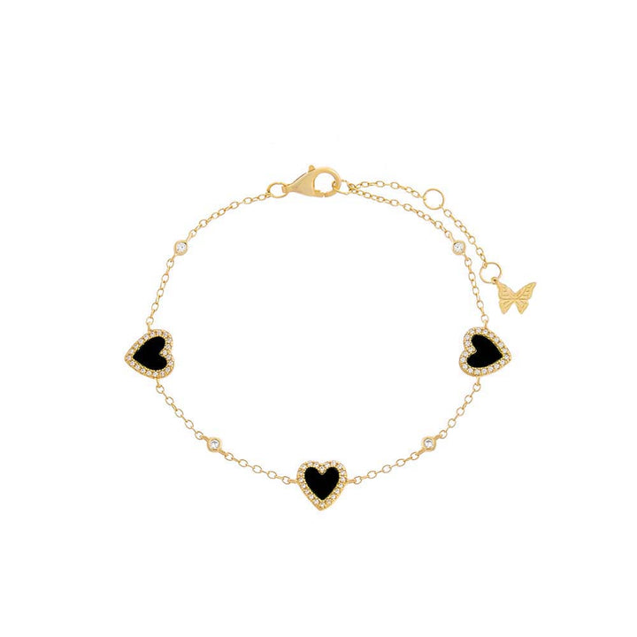 Pavé Multi Heart Stone Bracelet by By Adina Eden