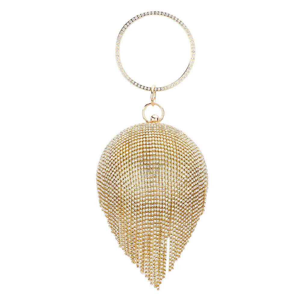 Bling Round Ball Fringe Evening Tote Crossbody Bag by Madeline Love