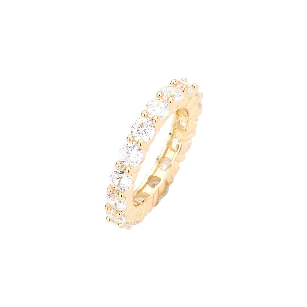 CZ Round Accented Band Ring by Madeline Love