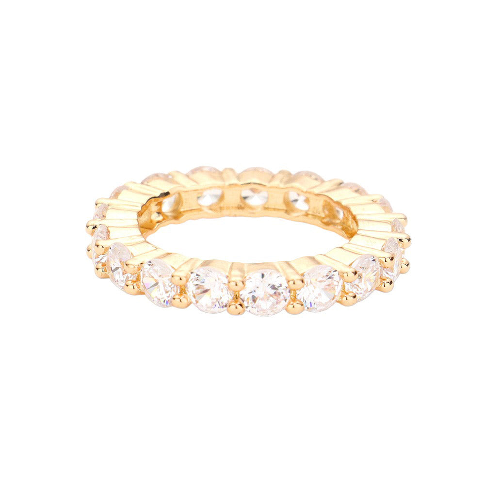 CZ Round Accented Band Ring by Madeline Love