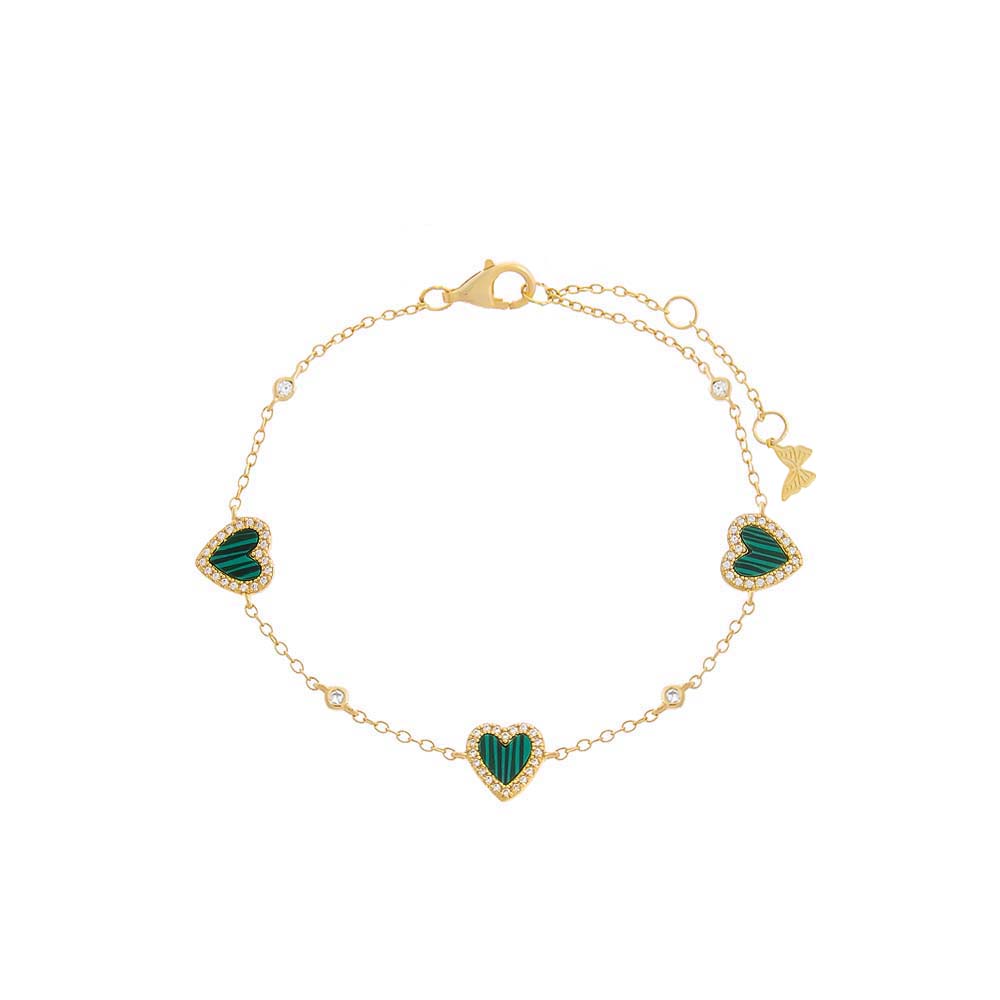 Pavé Multi Heart Stone Bracelet by By Adina Eden