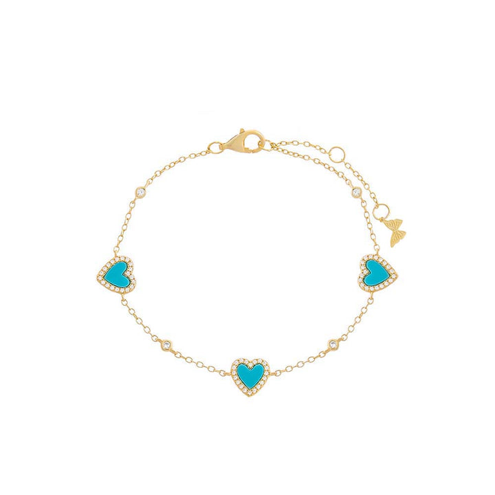 Pavé Multi Heart Stone Bracelet by By Adina Eden