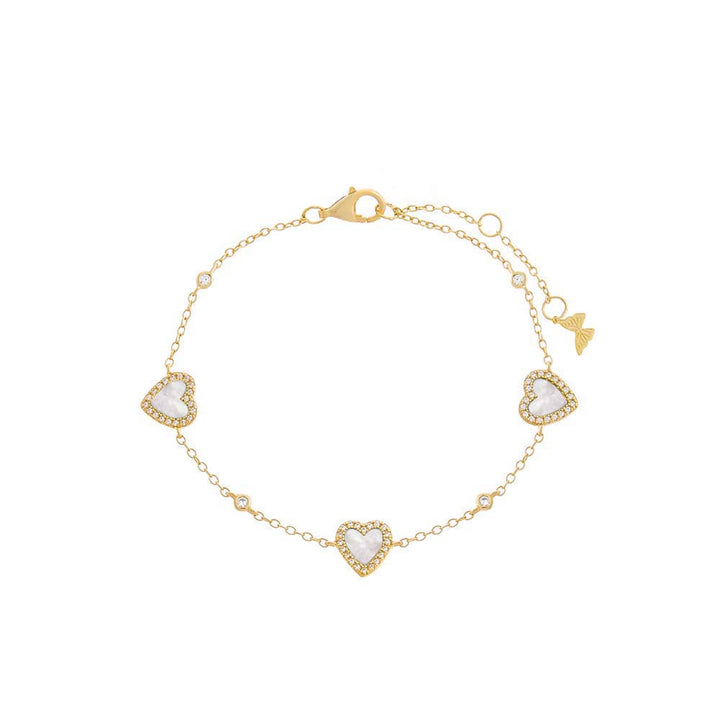 Pavé Multi Heart Stone Bracelet by By Adina Eden