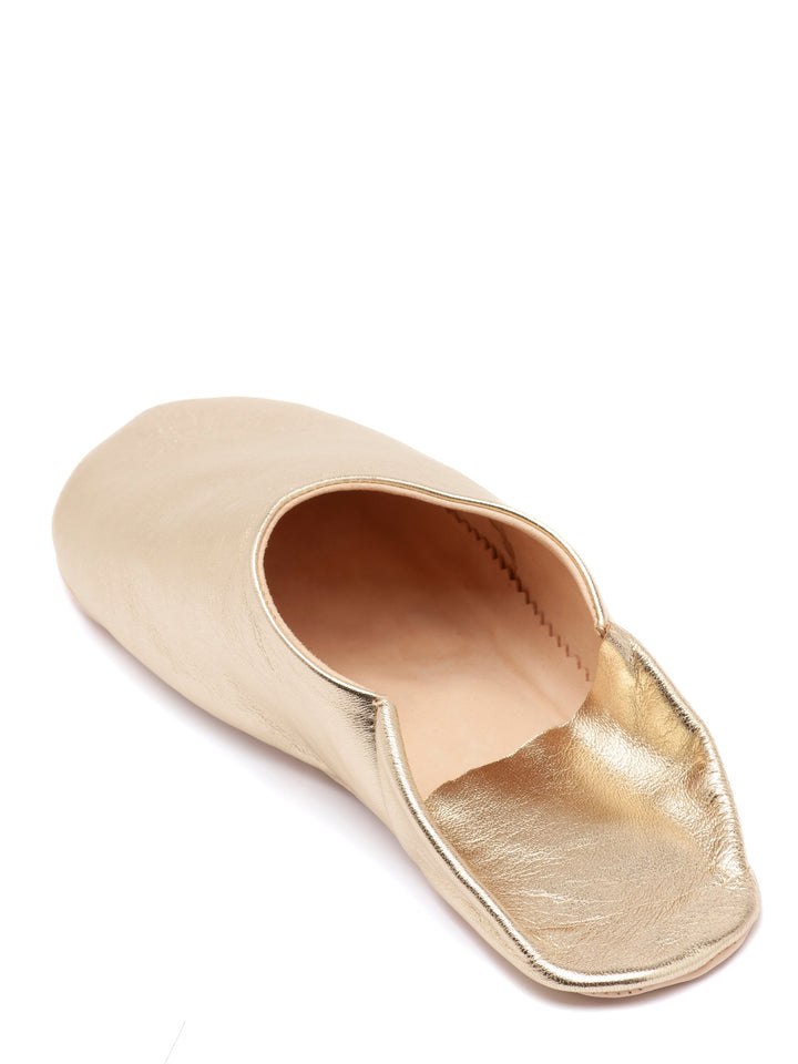 Gold Elegance - Leather Slippers by Faz
